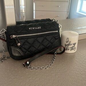 Black Crossbody Bag with Chain Strap and Structured Design